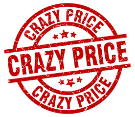 crazy price round red grunge stamp