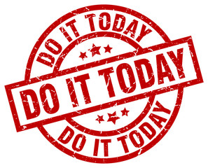 do it today round red grunge stamp