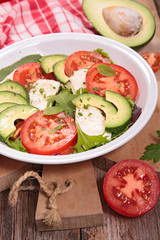 tomato, avocado and mozzarella