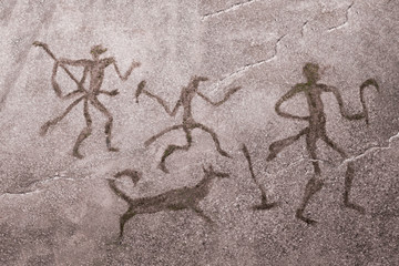 image of ancient people on the wall of the cave. ancient history.Archeology.