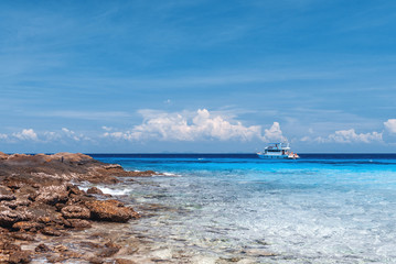 The azure sea in Thailand and the yacht. Racha Island