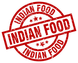 indian food round red grunge stamp