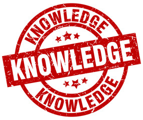 knowledge round red grunge stamp