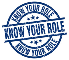 know your role blue round grunge stamp