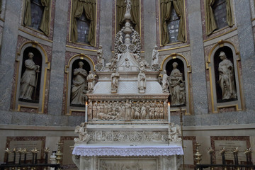 BOLOGNA, ITALY - JULY 20, 2018: Interior of the Basilica of San Domenico. Built in the 13th century
