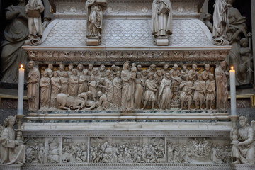 BOLOGNA, ITALY - JULY 20, 2018: Interior of the Basilica of San Domenico. Built in the 13th century
