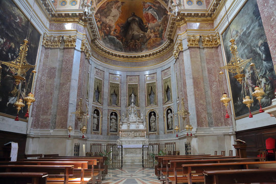 BOLOGNA, ITALY - JULY 20, 2018: Interior of the Basilica of San Domenico. Built in the 13th century
