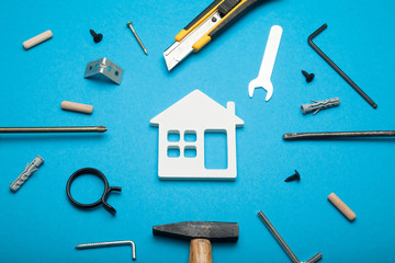 DIY house concept, carpenter construct house.