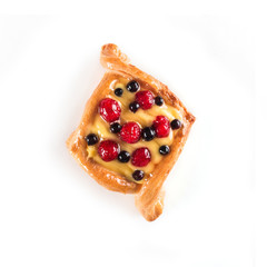 Cake with berries, isolated on white background