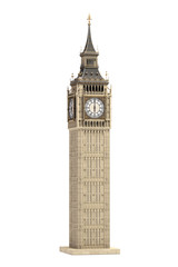 Fototapeta premium Big Ben wierza architektoniczny symbol Londyn, Anglia i Wielki Brytania Odizolowywający na białym tle