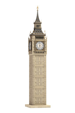 Fototapeta Big Ben Tower the architectural symbol of London, England and Great Britain Isolated on white background