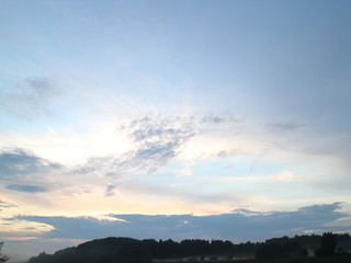 evening clouds on the river after sunset