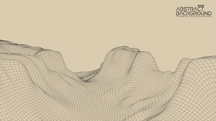 Abstract  wireframe landscape background. Cyberspace grid. 3d technology   illustration. Digital   for presentations .