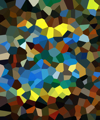 Stained glass texture. Graphic design abstraction. Crystal mix. Polygonal wallpaper. Messy diamonds. Mosaic artwork. 