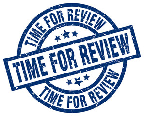 time for review blue round grunge stamp