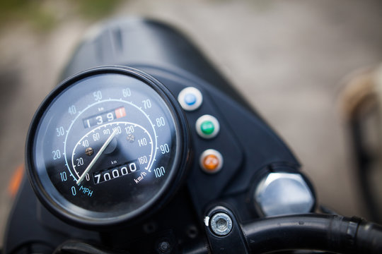 Vintage motorcycle speedometer