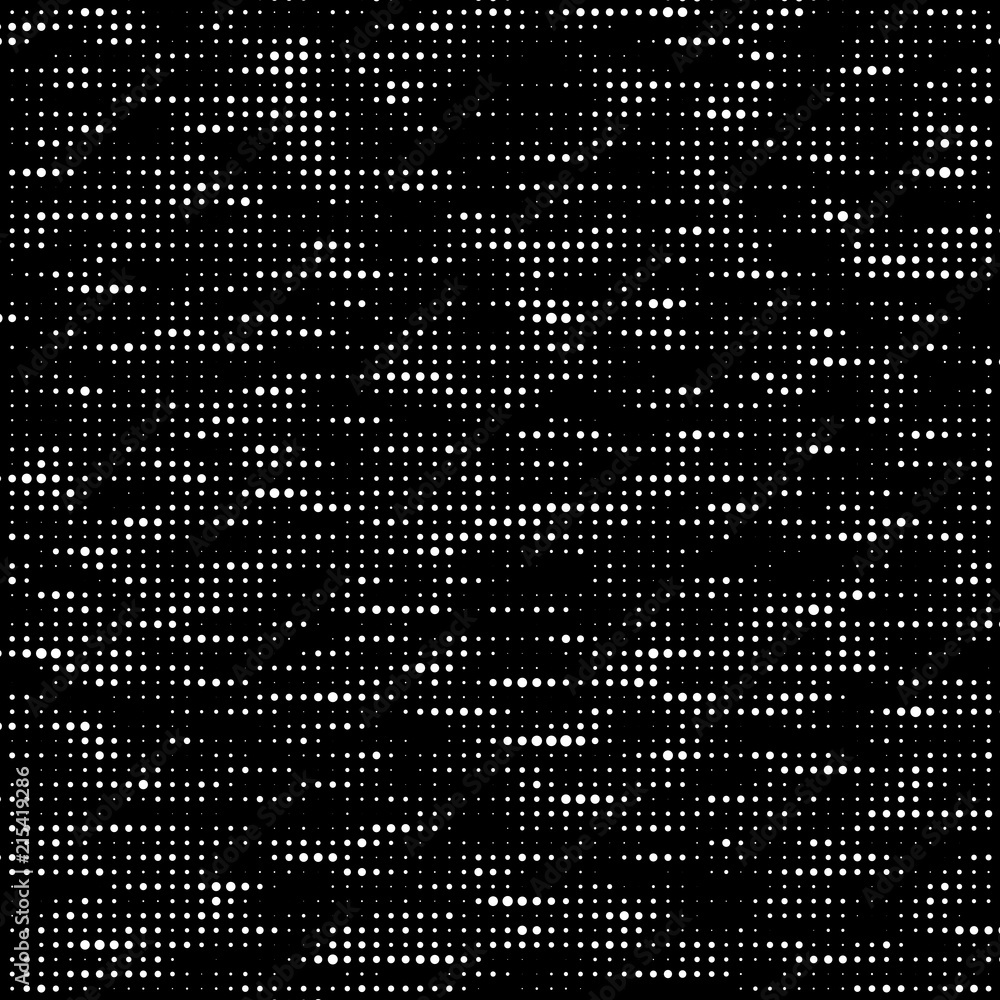 Poster Halftone pattern. Corrupted code. Glitch background. Computer Virus. Gradient design background. Particle virus. Vector Illustration.