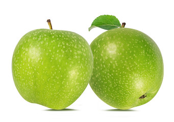 Fresh green apple isolated on white background with clipping path