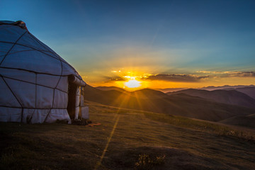 Sunset on a Kyrgyz yurt