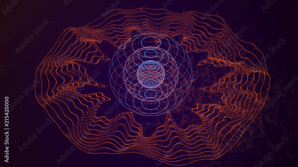 Fototapete Big data visualization. Data array visual concept. Abstract background. Analytics data visualization. 3d rendering.