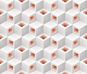 White red cubes isometric seamless pattern.