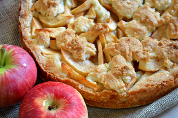 Homemade apple pie. Autumn food and dessert