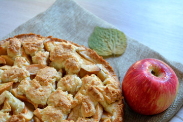 Homemade apple pie. Autumn food and dessert