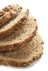 grain bread slices isolated close-up