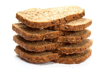 grain bread slices isolated