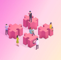 Teamwork concept. People are building a business