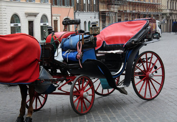 Fototapeta na wymiar Coach with horse in Rome. Spagna square Rome. Italy