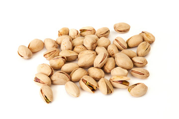 Salted Pistachios isolated on white background