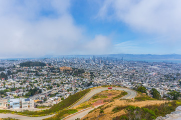 Fototapeta na wymiar Cloudy overview of San Francisco, Ca, USA