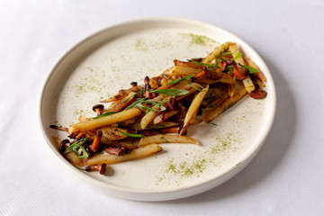 Fried potatoes with mushrooms