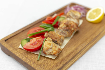 Grilled of catfish in lemon mint sauce. Barbecuing lunch