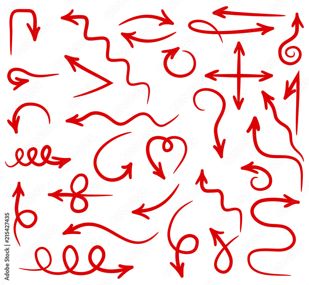 Aufkleber set arrow icon. different red arrows sign. elements for infographic – for stock