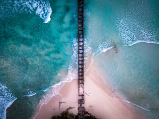 Photo sur Plexiglas Jetée Aerial view of the coastline in Barbados in Caribbeans