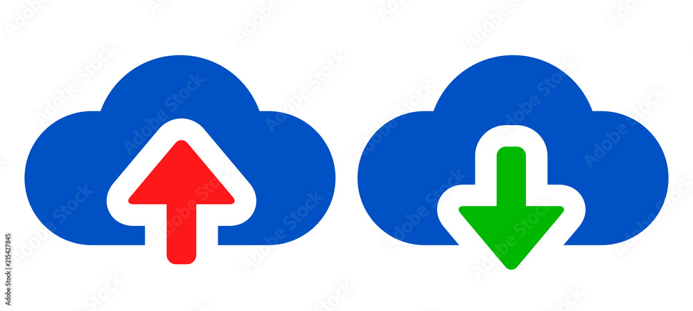 Poster Download and upload vector icon. Flat sign for mobile concept and web design. Cloud with arrow up and down simple solid icon