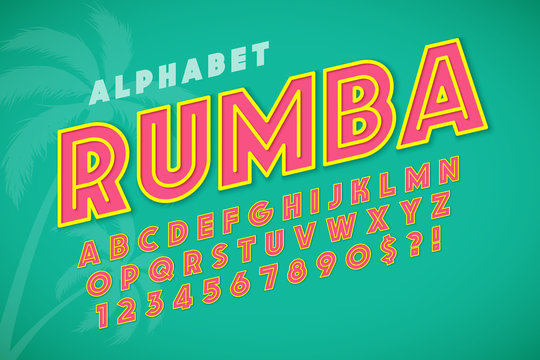 Hot Summer Display Font Design, Alphabet, Letters And Numbers