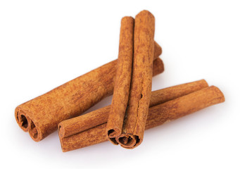 Cinnamon on white background