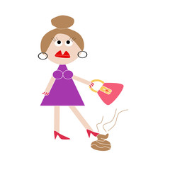 Arrogant woman with purse cartoon