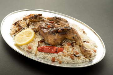 Kabsa with grilled chicken - Mandi - Kabsah - Mandi Rice with Chicken 