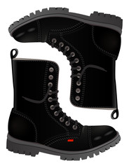 Black realistic rock and metal fans boots