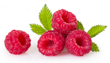 Fresh raspberry on white background