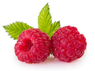 Fresh raspberry on white background