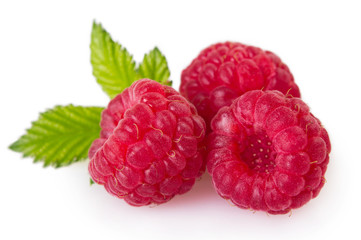 Fresh raspberry on white background