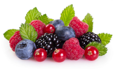 Fresh berries on white background