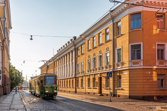 Tram near Helsinki Senate Square, Finland