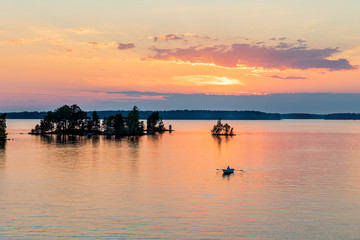 Fishing in summer evening, Finland