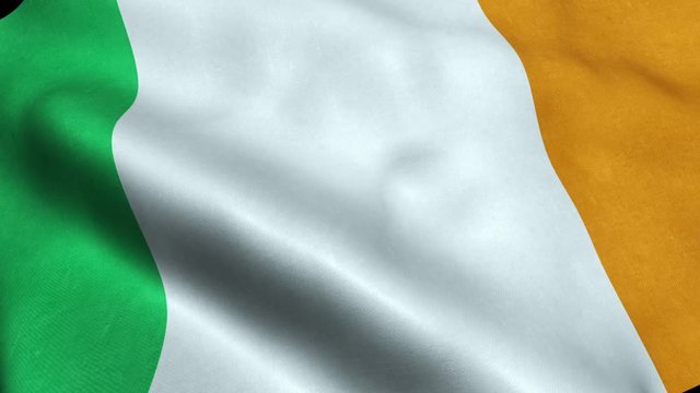 Ireland Flag Seamless Looping Waving Animation